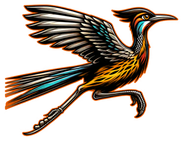 Runnin' Merch running bird logo