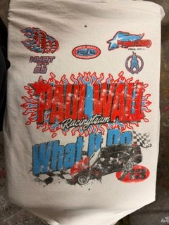 Oversized screen print covering the back of a shirt