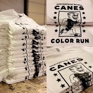 Custom shirts prepared for a school color run